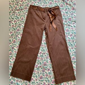 Vintage Anthropologie (elevenses) pants with satin ribbon tie at waist